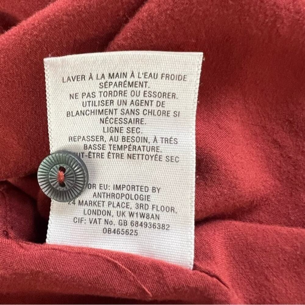 Anthropologie Rust Red Button-Front Mini Dress - Picture 15 of 16